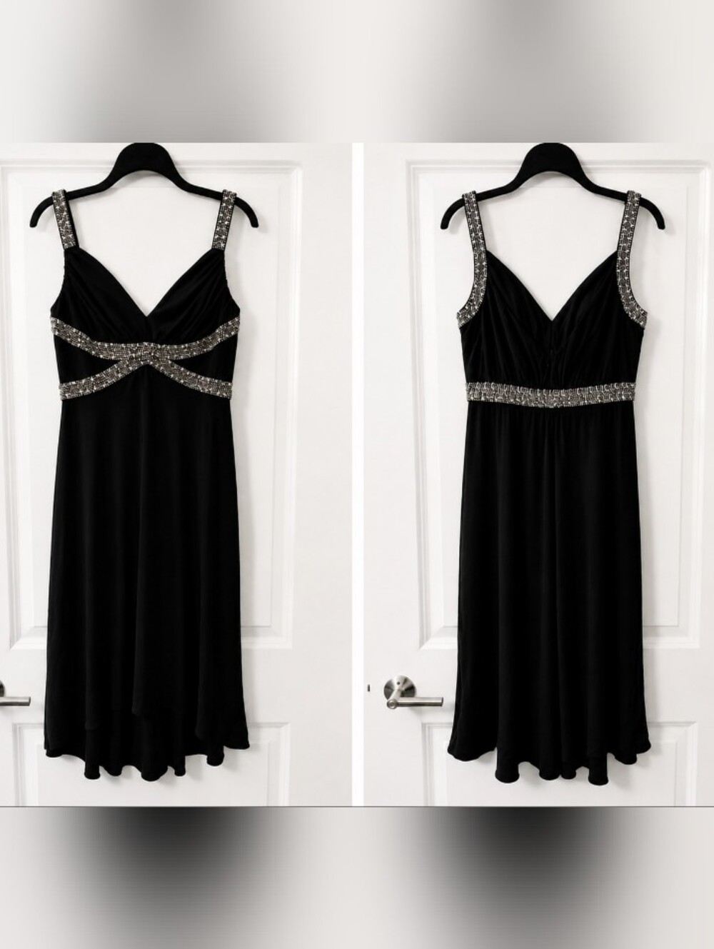 Vintage Y2K Embellished Black Midi Dress Whimsigoth Beaded Prom Cocktail Formal